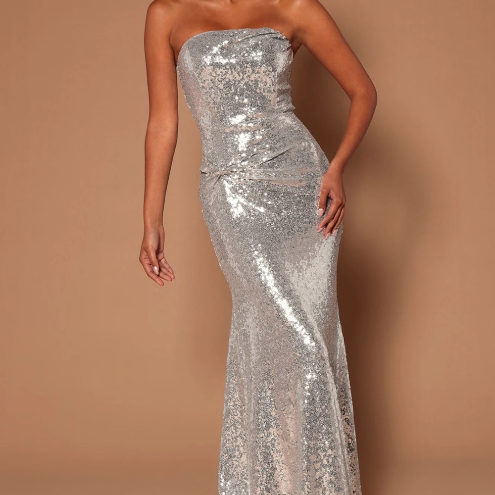 Diva Sequin Gown - Silver (xs)